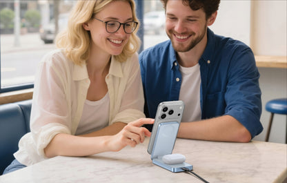 Φορτιστής Δικτύου Ασύρματος UGREEN MagFlow 2in1, 25W, Μπλε