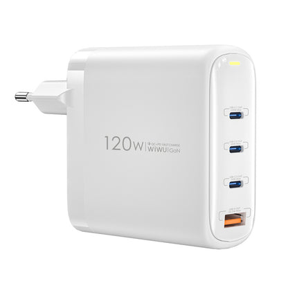 Φορτιστής δικτύου WiWu Wi-U020, 120W, 3A, 1 x USB-A - 3 x USB-C, Λευκό 