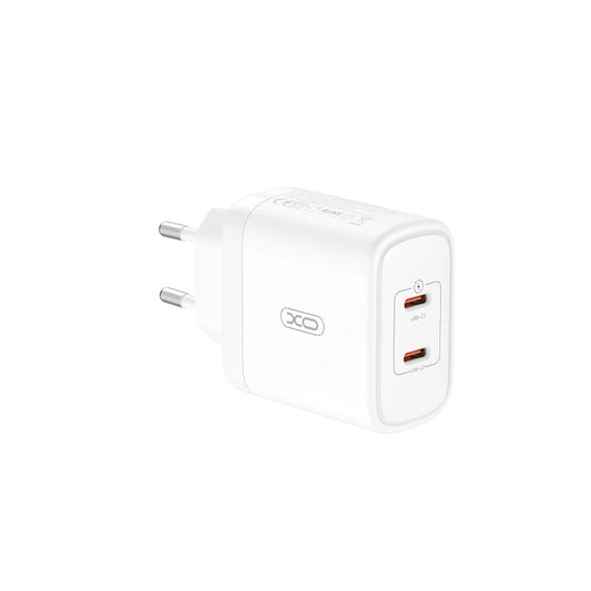 Φορτιστής δικτύου XO Design CE08, 50W, 3A, 2 x USB-C, Λευκό