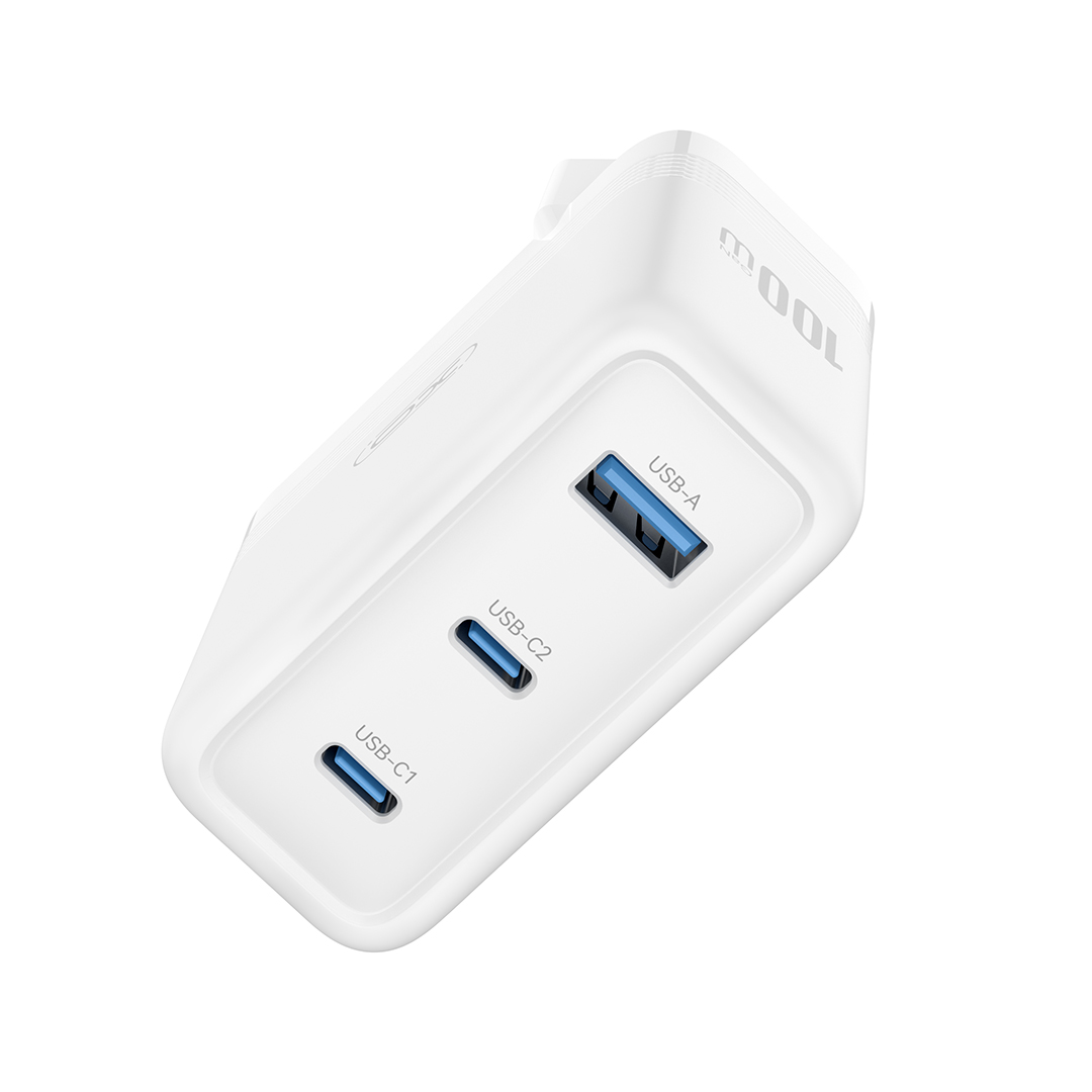 Φορτιστής Δικτύου XO Design CE35, 100W, 5A, 1 x USB-A - 2 x USB-C, Λευκό