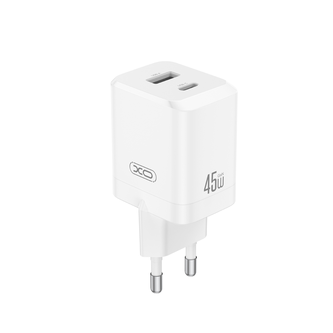 Φορτιστής Δικτύου XO Design CE36, 45W, 3A, 1 x USB-A - 1 x USB-C, Λευκό