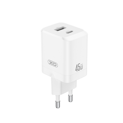 Φορτιστής Δικτύου XO Design CE36, 45W, 3A, 1 x USB-A - 1 x USB-C, Λευκό