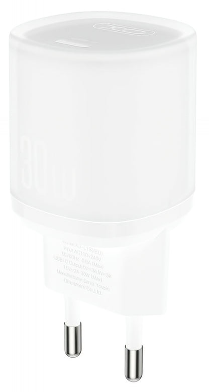 Φορτιστής Δικτύου XO Design L150, 30W, 3A, 1 x USB-C, Λευκό