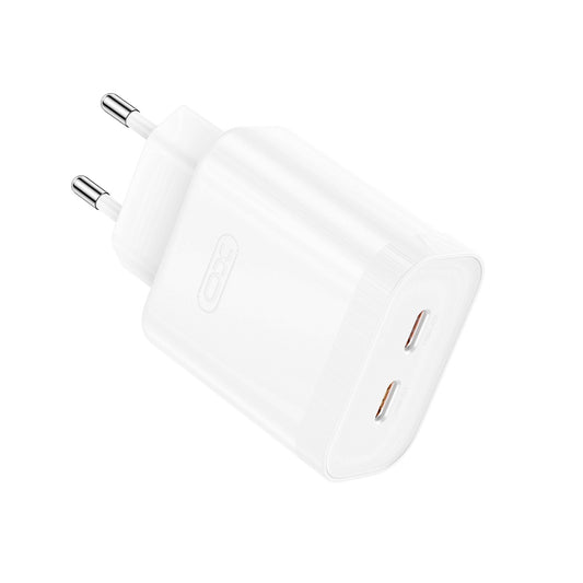 Φορτιστής δικτύου XO Design L105, 35W, 3A, 2 x USB-C, Λευκό 