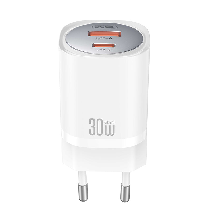 Φορτιστής Δικτύου XO Design CE21, 30W, 3A, 1 x USB-A - 1 x USB-C, Λευκό