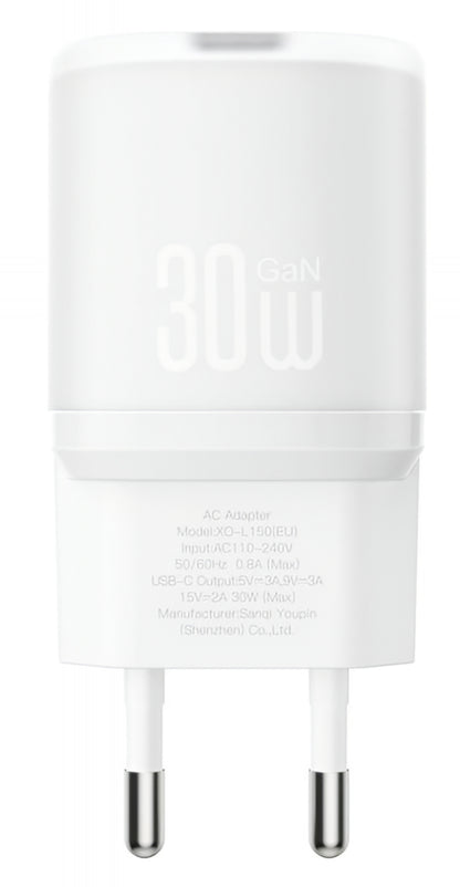 Φορτιστής Δικτύου XO Design L150, 30W, 3A, 1 x USB-C, Λευκό