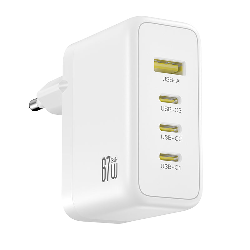 Φορτιστής Δικτύου XO Design CE39, 67W, 3A, 1 x USB-A - 3 x USB-C, Λευκό