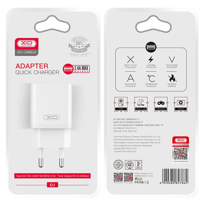 Φορτιστής Δικτύου XO Design L99, 12W, 2.4A, 1 x USB-A, Λευκό