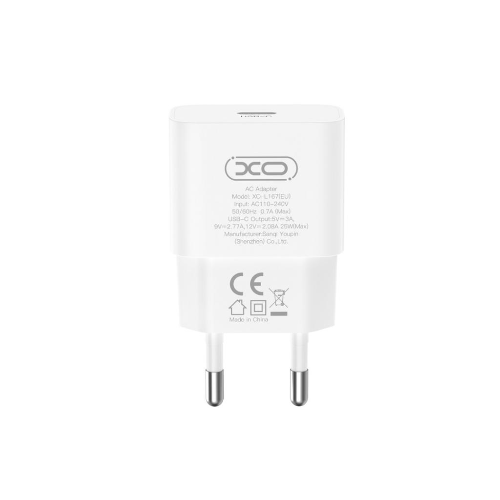 XO Design L167 Network Charger, 25W, 3A, 1 x USB-C, White