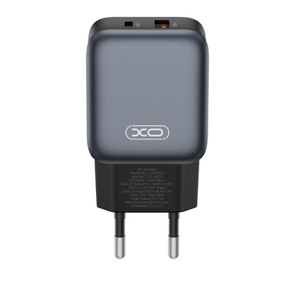 Φορτιστής Δικτύου XO Design L154, 20W, 3A, 1 x USB-A - 1 x USB-C, Μαύρο