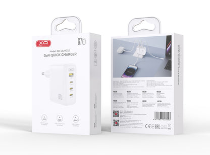 Φορτιστής Δικτύου XO Design CE39, 67W, 3A, 1 x USB-A - 3 x USB-C, Λευκό