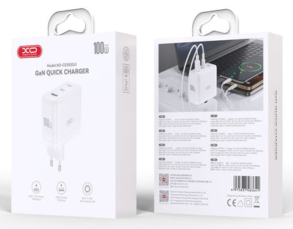 Φορτιστής Δικτύου XO Design CE35, 100W, 5A, 1 x USB-A - 2 x USB-C, Λευκό