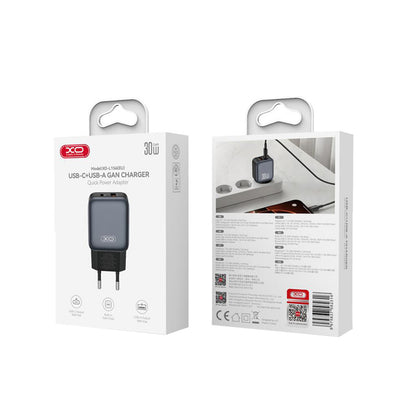 Φορτιστής Δικτύου XO Design L156, 30W, 3A, 1 x USB-A - 1 x USB-C, Μαύρο