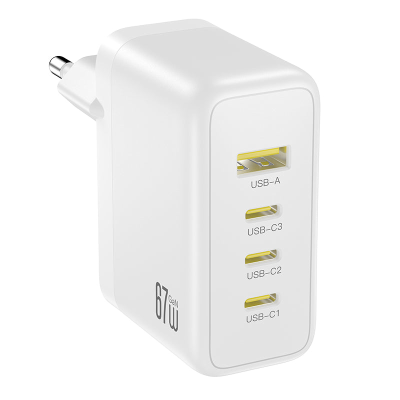 Φορτιστής Δικτύου XO Design CE39, 67W, 3A, 1 x USB-A - 3 x USB-C, Λευκό