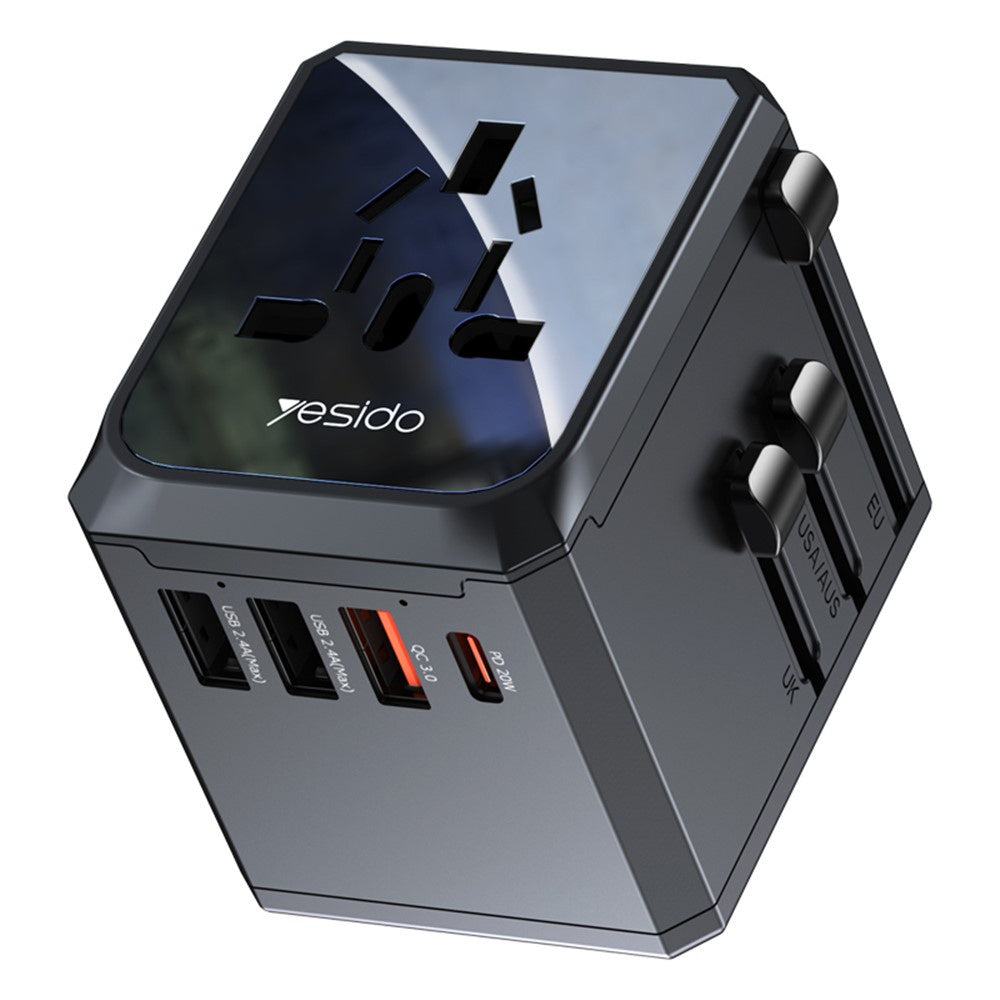 Φορτιστής Δικτύου Yesido MC24 Travel, 20W, 3A, 3 x USB-A - 1 x USB-C, Μαύρο