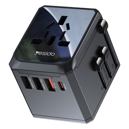 Φορτιστής Δικτύου Yesido MC24 Travel, 20W, 3A, 3 x USB-A - 1 x USB-C, Μαύρο