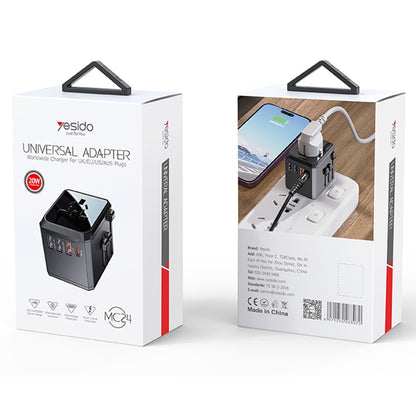 Φορτιστής Δικτύου Yesido MC24 Travel, 20W, 3A, 3 x USB-A - 1 x USB-C, Μαύρο