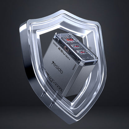 Φορτιστής Δικτύου Yesido YC101, 65W, 3.25A, 1 x USB-A - 2 x USB-C, Μαύρο