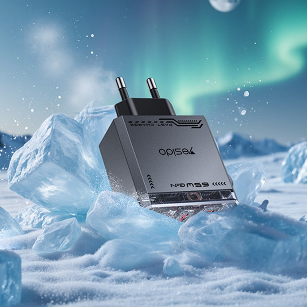 Φορτιστής Δικτύου Yesido YC101, 65W, 3.25A, 1 x USB-A - 2 x USB-C, Μαύρο