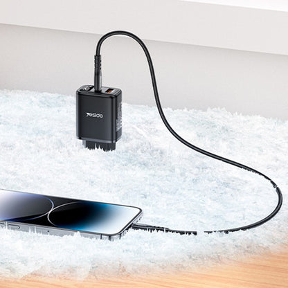 Φορτιστής Δικτύου Yesido YC68, Οθόνη 20W, 3A, 1 x USB-A - 1 x USB-C, Μαύρο