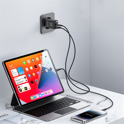 Φορτιστής Δικτύου Yesido YC68, Οθόνη 20W, 3A, 1 x USB-A - 1 x USB-C, Μαύρο