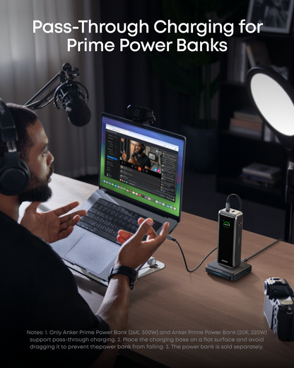 Φορτιστής Σταθμός Anker για εξωτερική μπαταρία Prime, 150W, 5A, 1 x Pogo Pin - 1 x USB-A - 2 x USB-C, Μαύρο A1903G11