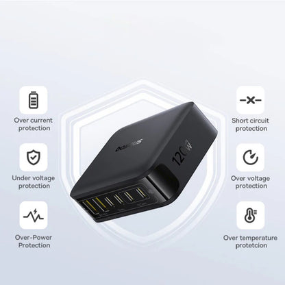 Φορτιστής Σταθμός Baseus EnerFill FH21, 120W, 3.25A, 2 x USB-A - 4 x USB-C, Μαύρο E0120T00