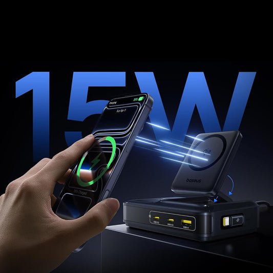 Φορτιστής Σταθμός Baseus Nomos NH21 QI 5in1, 160W, 5A, 1 x USB-A - 2 x USB-C, Μαύρο E0121700