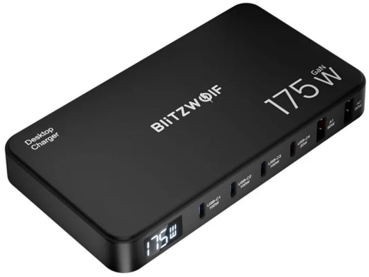 Φορτιστής Σταθμός BlitzWolf BW-S30, 175W, 5A, 2 x USB-A - 4 x USB-C, Μαύρο