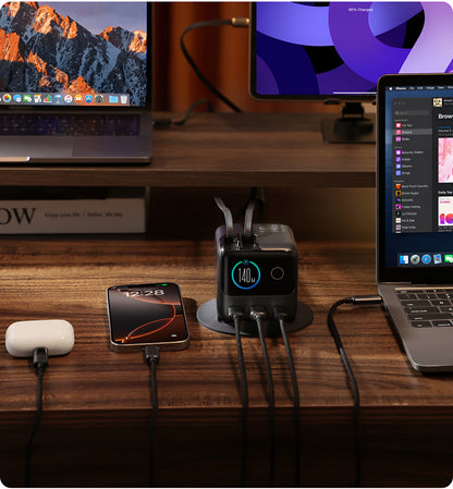 Joyroom Podix JR-TRD01 Charging Station with USB-C Cable, 140W, 1 x USB-C - 2 x USB-A, Gray