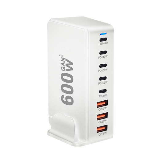 Φορτιστής Σταθμού OEM, 600W, 4 x USB-A - 4 x USB-C, Λευκός