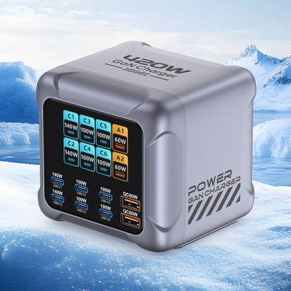 Φορτιστής Σταθμού OEM BK-126D, 140W, 5A, 2 x USB-A - 6 x USB-C, Γκρι