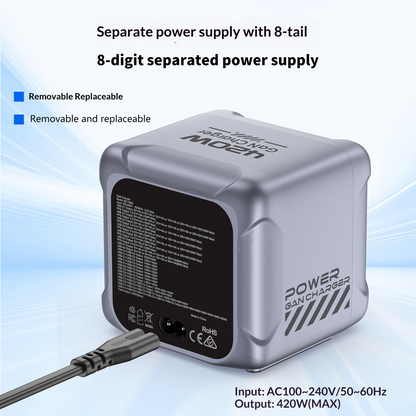 Φορτιστής Σταθμού OEM BK-126D, 140W, 5A, 2 x USB-A - 6 x USB-C, Γκρι
