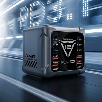 Φορτιστής Σταθμού OEM BK-127D, 280W, 5A, 4 x USB-A - 8 x USB-C, Γκρι