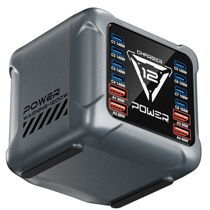 Φορτιστής Σταθμού OEM BK-127D, 280W, 5A, 4 x USB-A - 8 x USB-C, Γκρι