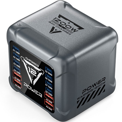 Φορτιστής Σταθμού OEM BK-127D, 280W, 5A, 4 x USB-A - 8 x USB-C, Γκρι