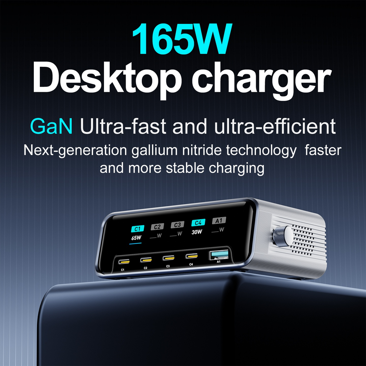 Φορτιστής Σταθμού OEM WLX-60G, 140W, 5A, 1 x USB-A - 4 x USB-C, Γκρι