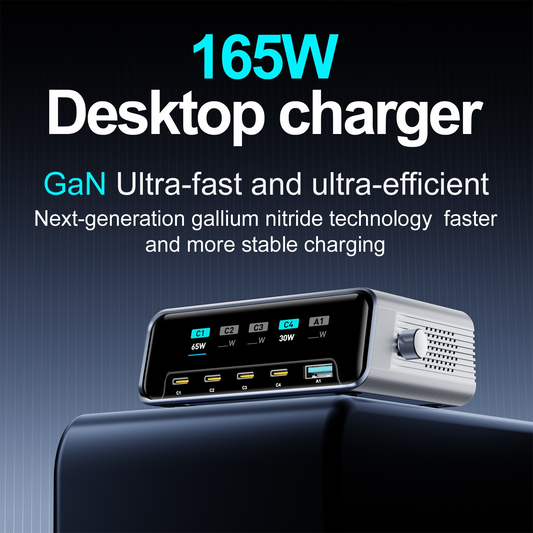 Φορτιστής Σταθμού OEM WLX-60G, 140W, 5A, 1 x USB-A - 4 x USB-C, Γκρι