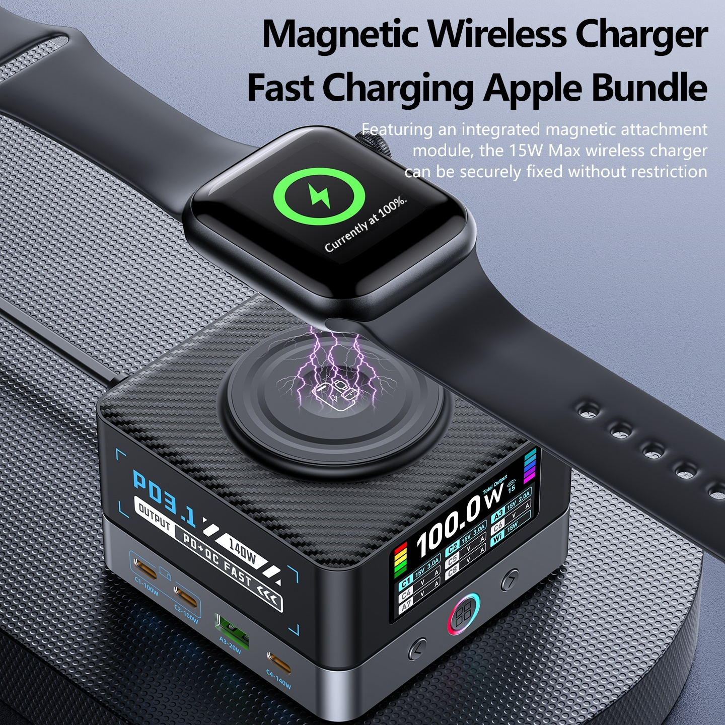 Φορτιστής Σταθμός OEM WLX-R8A QI, 140W, 5A, 2 x USB-A - 6 x USB-C, Γκρι