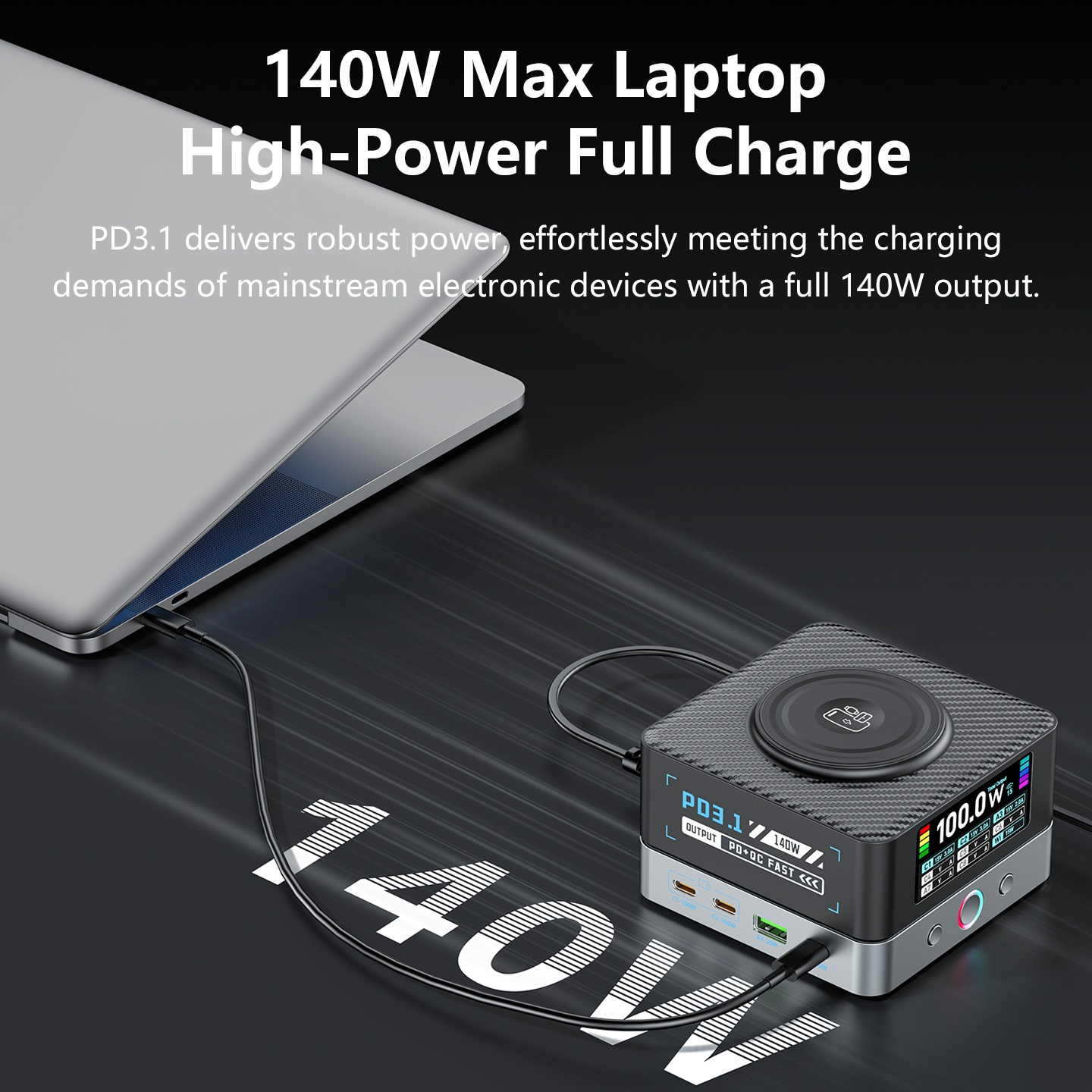 Φορτιστής Σταθμός OEM WLX-R8A QI, 140W, 5A, 2 x USB-A - 6 x USB-C, Γκρι