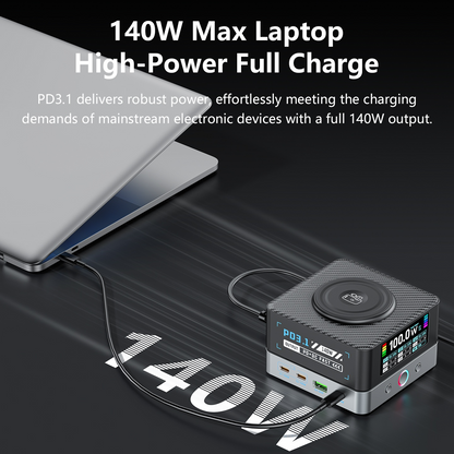 Φορτιστής Σταθμός OEM WLX-R8A QI, 140W, 5A, 2 x USB-A - 6 x USB-C, Γκρι