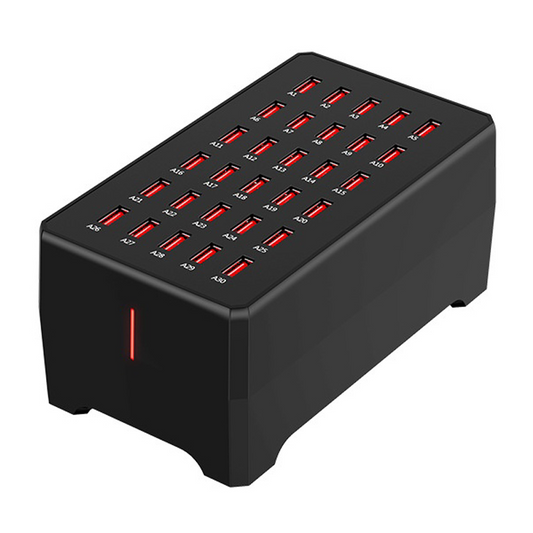 Φορτιστής Σταθμός OEM WT-268, 150W, 2.4A, 30 x USB-A, Μαύρο