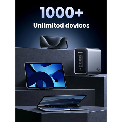 Φορτιστής Σταθμός UGREEN CD333 Nexode, 300W, 5A, 1 x USB-A - 4 x USB-C, Γκρι, Ανακατασκευασμένο