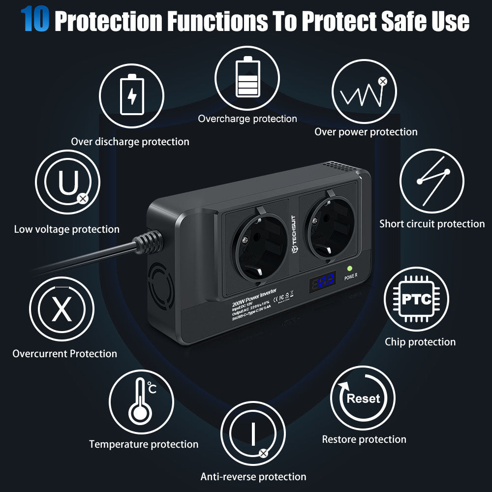 Ηλεκτρικός Μετατροπέας Αυτοκινήτου Techsuit PowerDriveX, 200W