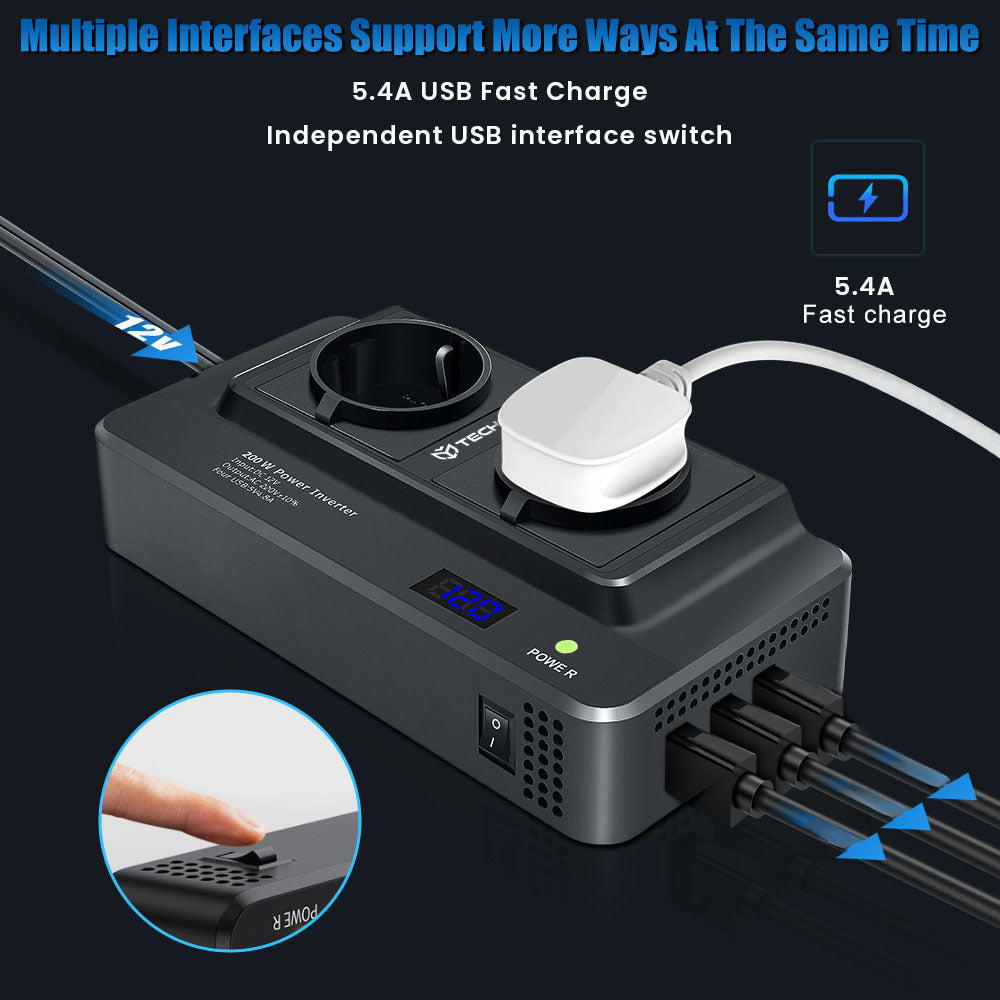 Ηλεκτρικός Μετατροπέας Αυτοκινήτου Techsuit PowerDriveX, 200W