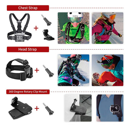 Σετ Αξεσουάρ Κάμερας Αθλητικής Techsuit SA15 για GoPro / SJCAM Series, 15σε1, Μαύρο
