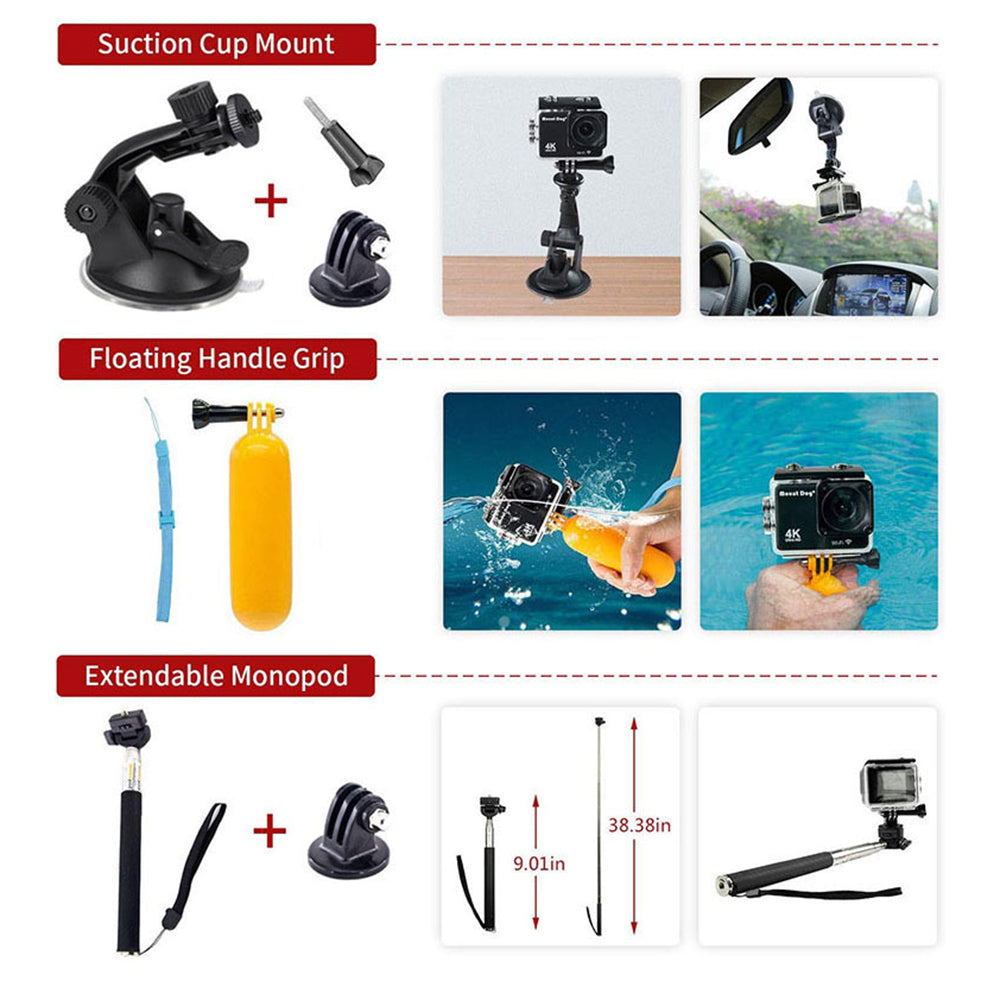Σετ Αξεσουάρ Κάμερας Αθλητικής Techsuit SA15 για GoPro / SJCAM Series, 15σε1, Μαύρο