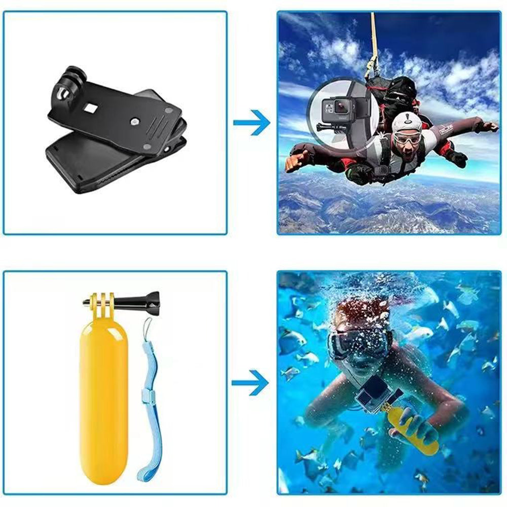 Σετ Αξεσουάρ Κάμερας Αθλητικής Techsuit SA15 για GoPro / SJCAM Series, 15σε1, Μαύρο