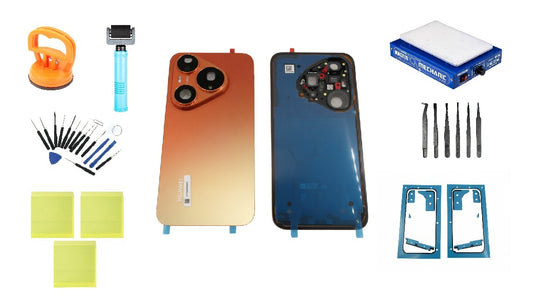 Κιτ πίσω καλύμματος μπαταρίας Huawei Pura 90s Pro Orange Soda Service Pack και εξειδικευμένα εργαλεία επισκευής
