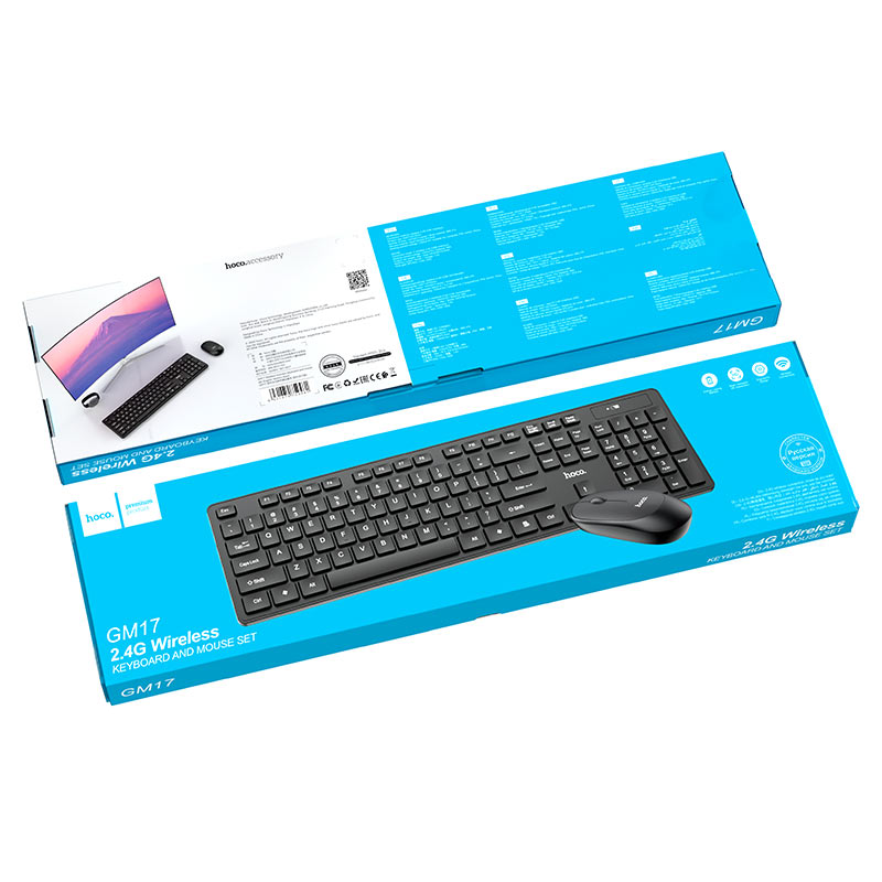 HOCO GM17 Wireless Keyboard and Mouse Kit, Black